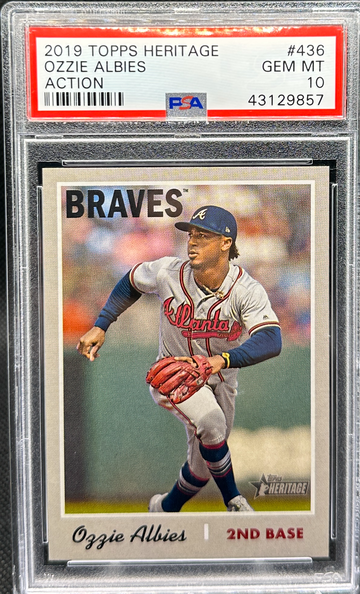2019 Topps Heritage ACTION SHORT PRINT SP Ozzie Albies #436 PSA 10 BRAVES!