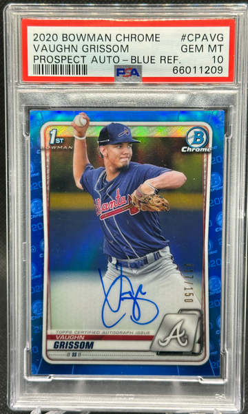 2020 BOWMAN CHROME VAUGHN GRISSOM 1ST BLUE REFRACTOR RC AUTO PSA 10 ANGELS