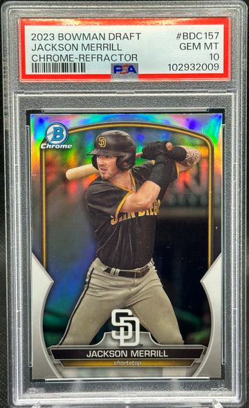 2023 Bowman Chrome REFRACTOR ROOKIE CARD RC Jackson Merrill BDC-157 PSA 10