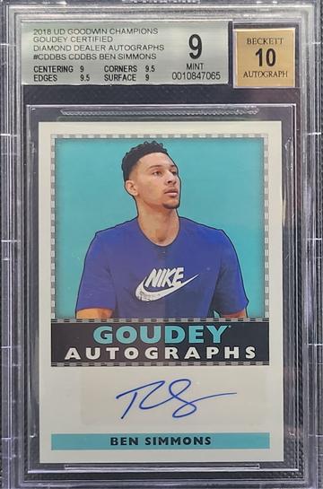 2018 Upper Deck Goodwin Champions Ben Simmons Diamond Dealer Auto BGS 9 10 (AU) 76ers