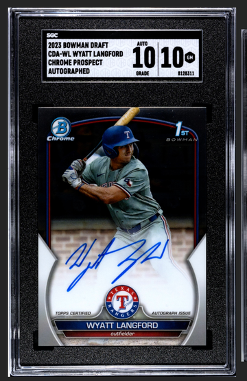 Wyatt Langford 2023 Bowman Chrome Draft Auto SGC 10/10