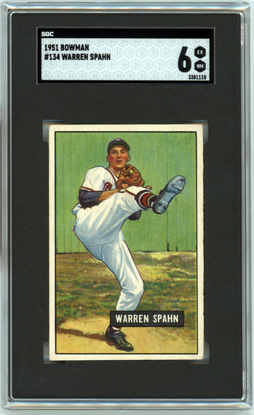1951 Bowman - Warren Spahn - SGC 6 - Perfectly Centered