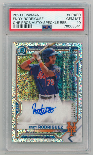 2021 Bowman Endy Rodriguez Chrome Speckle Refractor Auto /299 ROOKIE AUTO PSA 10