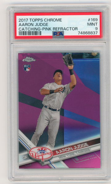 2017 Topps Chrome Aaron Judge Pink Refractor Rookie RC #169 PSA 9 Yankees MINT