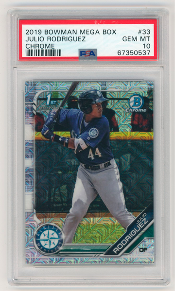2019 Bowman Mega Box Julio Rodriguez Chrome Rookie RC #33 PSA 10 GEM MT