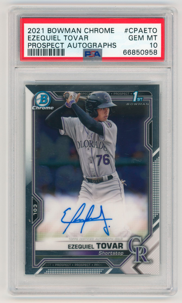 2021 Bowman Chrome Ezequiel Tovar 1st Prospect Auto Autograph #CPA-ETO PSA 10
