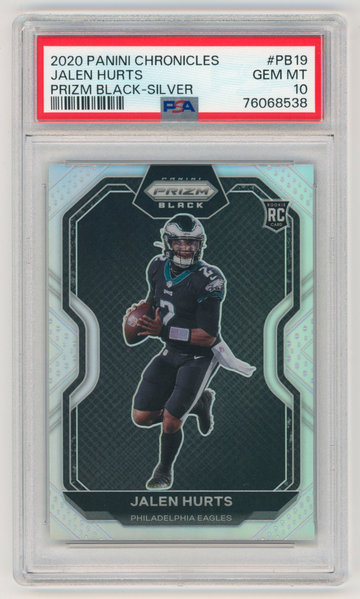 2020 Jalen Hurts Panini Prizm Black #PB-19 Silver - Rookie Card RC - PSA 10