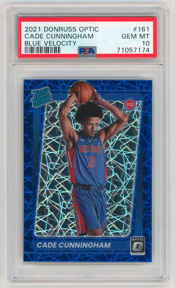 2021-22 Donruss Optic Blue Velocity Prizm #161 Cade Cunningham RC Rookie PSA 10