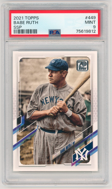 2021 TOPPS BASEBALL BABE RUTH SSP SUPER SHORT PRINT PSA 9 #449 YANKEES