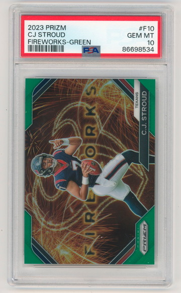 2023 Prizm CJ Stroud RC Green Wave Fireworks #F-10 Texans Gem Mint PSA 10