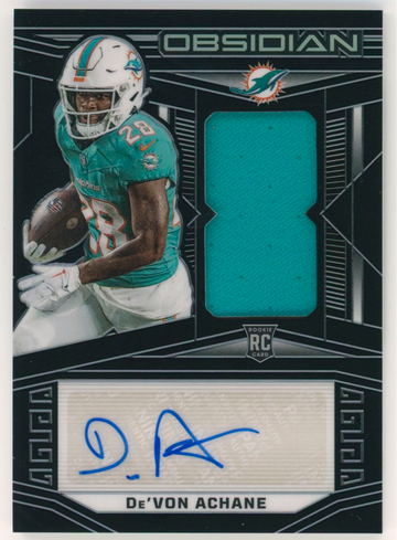 2023 Panini Obsidian De’Von Achane Rookie Patch Auto RPA /199 Miami Dolphins