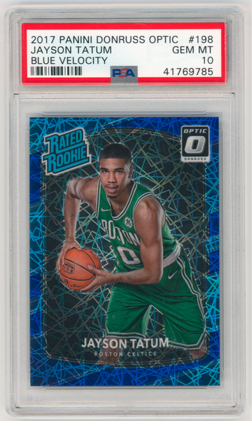 2017-18 Donruss Optic Blue Velocity Prizm #198 Jayson Tatum RC Rookie PSA 10