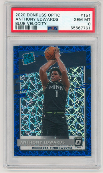 2020-21 Panini Donruss Optic Anthony Edwards RC Blue Velocity #151 PSA 10