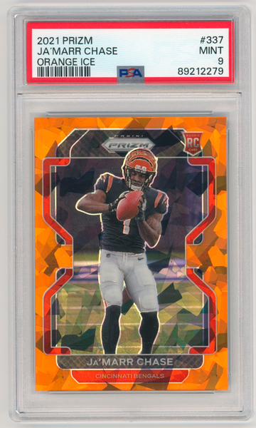 2021 Prizm Ja’Marr Chase Rookie PSA 9 Cracked Ice Orange #337 RC SP