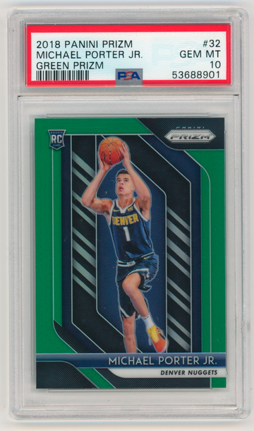 2018 Panini Prizm #32 Michael Porter Jr. Green Rookie Prizm PSA 10