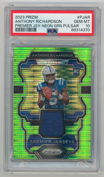 2023 Prizm Anthony Richardson Rookie Gear Neon Green Pulsar Jersey #RG-AR PSA 10
