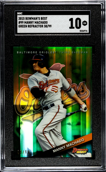 2015 Bowman's Best #99 Manny Machado Green Refractor 38/99 SGC 10