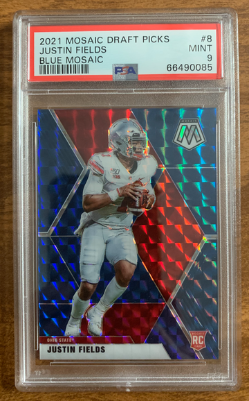 2021 Mosaic Draft Picks Justin Fields Blue Mosaic PSA 9