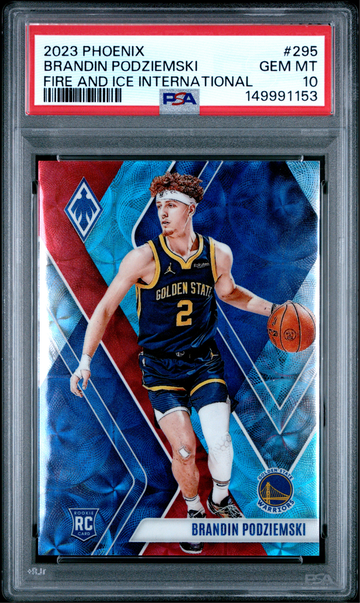 2023-24 Panini Phoenix Brandin Podziemski Fire and Ice Prizm /25 RC PSA 10