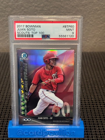Juan Soto 2017 Bowman Chrome Refractor Scouts' Top 100 # BTP60 PSA 9 Pop. (28)