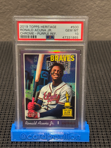 2019 Topps Heritage #500 Ronald Acuna Jr.  Purple Refractor PSA 10 Low Pop (106)