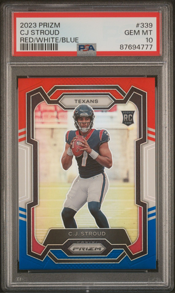 2023 Prizm #339 CJ Stroud Red White Blue Prizm PSA 10