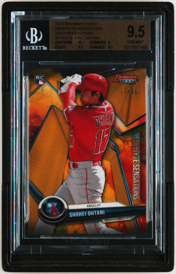 2018 BOWMAN'S BEST NEOPHYTE SENSATIONS NS-SO SHOHEI OHTANI GOLD #17/50 BGS 9.5 