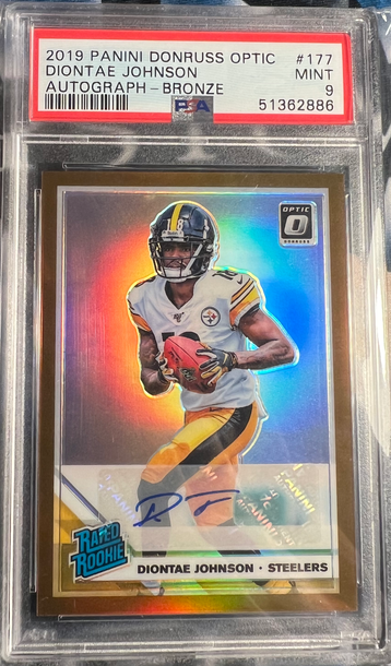 2019 PANINI DONRUSS OPTIC DIONTAE JOHNSON BRONZE AUTO #177 PSA MINT 9 ROOKIE
