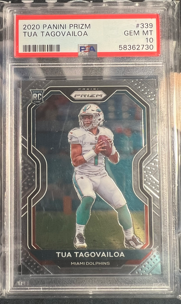 TUA TAGOVAILOA PSA 10 GEM MINT DOLPHINS ROOKIE CARD #339 RC SP 2020 PANINI PRIZM