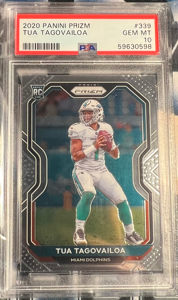 TUA TAGOVAILOA PSA 10 GEM MINT DOLPHINS ROOKIE CARD #339 RC SP 2020 PANINI PRIZM