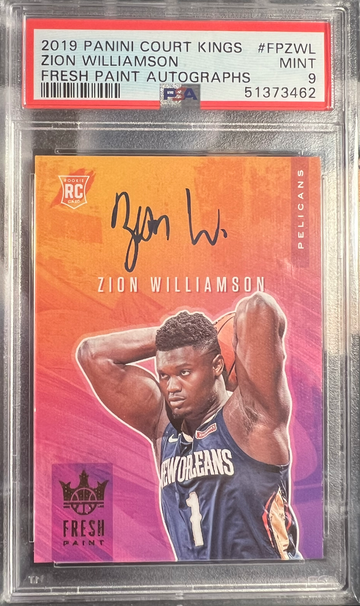 2019-20 COURT KINGS FRESH PAINT ON CARD AUTO ZION WILLIAMSON RC /75 *SSP Psa 9
