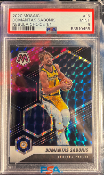2020-2021 #15 Panini Mosaic Domantas Sabonis NEBULA Choice 1/1  PSA 9