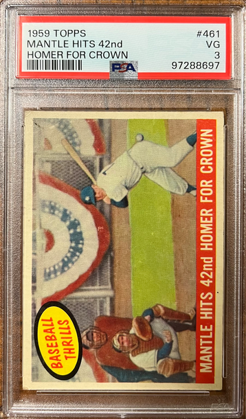 1959 Topps Mickey Mantle #461 HR Crown PSA 3