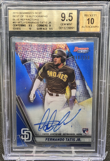2019 Bowman's Best Best of '19 Autographs Blue Refractor Fernando Tatis Jr. BGS 9.5 068/150