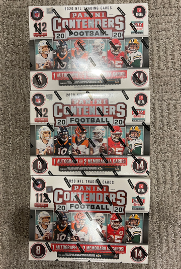 (3) 2020 Contenders Megas Football boxes
