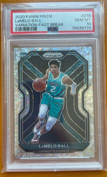 2020 PANINI PRIZM LaMELO BALL VARIATION-FAST BREAK #278 PSA 10 GEM MT RC HORNETS