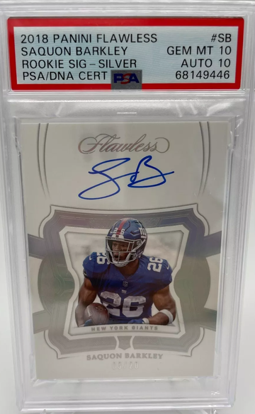 2018 FLAWLESS SAQUON BARKLEY - SILVER #SB PSA 10 Rookie AUTO 10 GAINTS Pop 1!