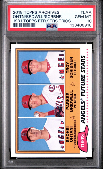 2018 SHOHEI OHTANI Rookie BRIDWELL SCRIBNER PSA 10 2018 TOPPS ARCHIVES 81 FUTURE STARS TRIOS