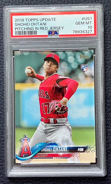 2018 Topps Update Shohei Ohtani Pitching In Red Jersey #US1 PSA 10 RC