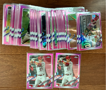 2021 Topps Chrome Baseball Lot of 65 Pink Refractors, RC's, Trout, Harper