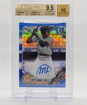 2019 Bowman Chrome Marco Luciano TRUE BLUE Refractor Auto 145/150 