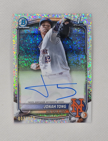 2025 BOWMAN CHROME AUTO JONAH TONG SPECKLE REFRACTOR 1ST PROSPECT 002/299