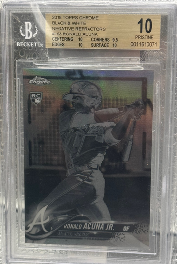 2018 Topps Chrome #193 Ronald Acuna Black & White Negative Refractor BGS 10 Pristine POP4!!