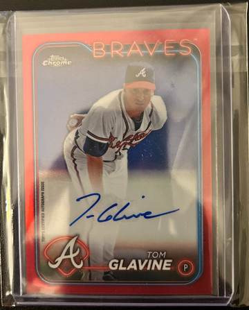 2024 Topps Chrome Tom Glavine Legendary Auto Red 2/5