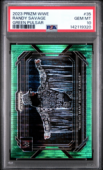 2023 Panini Prizm WWE Randy Macho Man Savage  Green Pulsar Prizm #/25 Pop 3