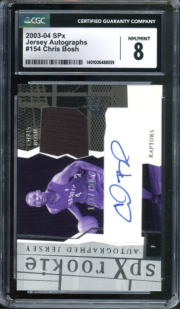 2003-04 SPx Chris Bosh Jersey Autograph #154 Rookie CGC 8