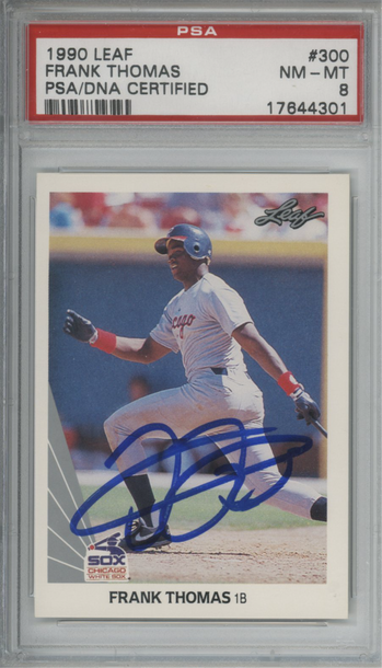 1990 Leaf Frank Thomas Rookie RC #300 Auto PSA 8