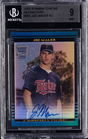 2002 Bowman Chrome Refractors #391 Joe Mauer Auto BGS 9