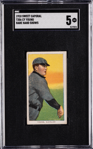 T206 SWEET CAPORAL BARE HAND SHOWS CY YOUNG SGC 5