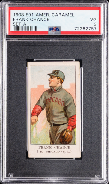 1908 E91 American Caramel Frank Chance Set A PSA 3